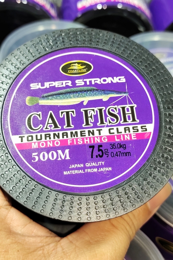 Cước câu cá 500m Gold Fish ( màu xanh ), Cat Fish ( màu tím )